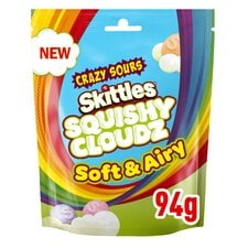 Skittles Squishy Cloudz Sour Sweets Fruit Sweets Pouch Bag 94g