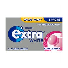 Wrigley's Extra White Bubblemint Sugarfree Chewing Gum 5 x 10 Pieces 70g