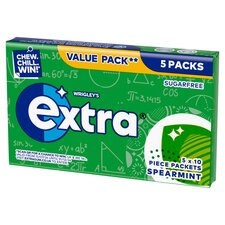 Wrigley's Extra Spearmint Sugarfree Chewing Gum 5 x 10 Pieces 70g