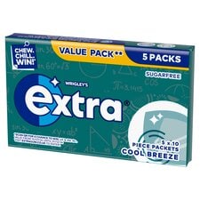 Wrigley's Extra Cool Breeze Sugarfree Chewing Gum 5 x 10 Pieces 70g