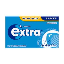 Wrigley's Extra Peppermint Sugarfree Chewing Gum 5 x 10 Pieces 70g 