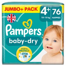 Pampers Baby Dry Size 4+ Jumbo+ Pack 76 Nappies