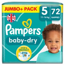 Pampers Baby Dry Size 5 Jumbo+ Pack 72 Nappies