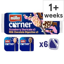 Muller Corner Strawberry Shortcake & Chocolate Digestive Yogurts 6 x 124g