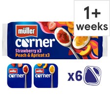 Muller Corner Strawberry and Peach And Apricot Yogurts 6 x 136g