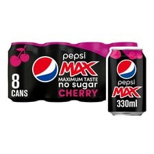 Pepsi Max Cherry No Sugar Cola Cans 8x330ml