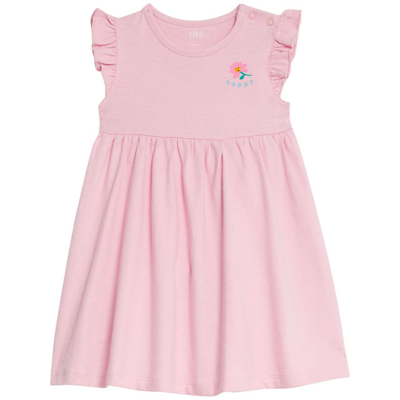 M&S Pink Dress, 6-9 Months, Light Pink