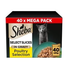 Sheba Select Slices Wet Cat Food Pouches Poultry Gravy 40x85g