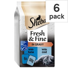 Sheba Fresh & Fine Wet Cat Food Tuna & Cod in Gravy 6x50g