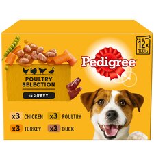 Pedigree Adult Wet Dog Food Pouches Poultry in Gravy 12x100g