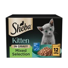 Sheba Mixed Selection Kitten Wet Cat Food Pouch In Gravy 12x85g