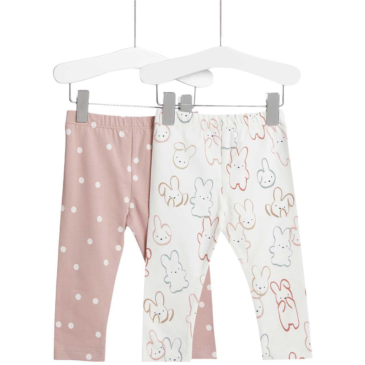 M&S Bunny Legging, 0-3 Months, 2 Pack