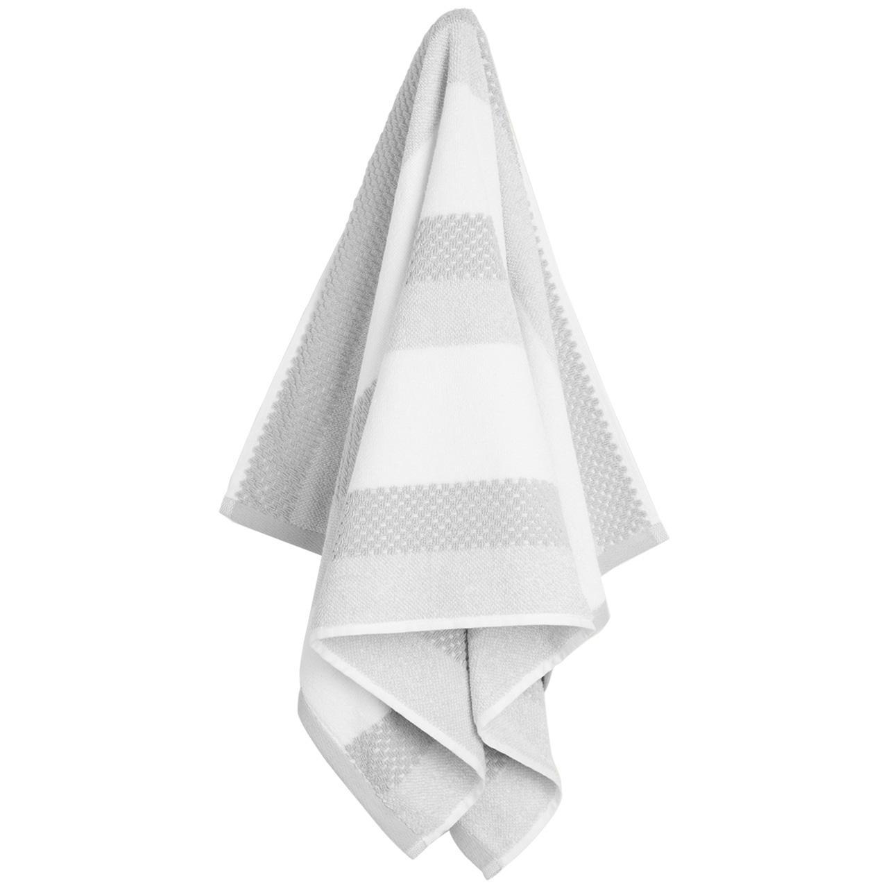 M&S Collection Pure Cotton Striped Textured Face Towel, Silver Grey