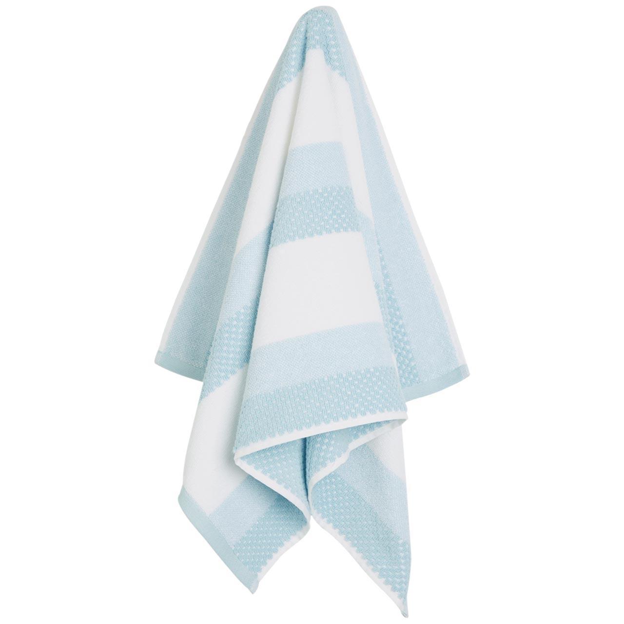 M&S Collection Pure Cotton Striped Textured Bath Towel, Duck Egg