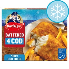 Birds Eye 4 Large Battered Cod Fillets 440G