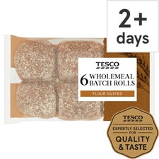 Tesco Wholemeal Batch Rolls 6 Pack