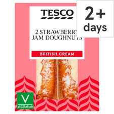 Tesco Fresh Cream Strawberry Jam Doughnut 2 Pack