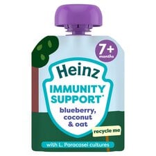 Heinz Baby Food Blueberry, Coconut & Oat Immunity Support fruit pouch 85G