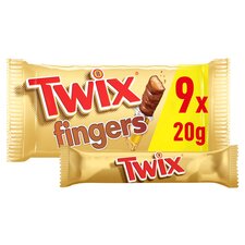 Twix Caramel & Milk Chocolate Fingers Biscuit Snack Bars Multipack 9x20g