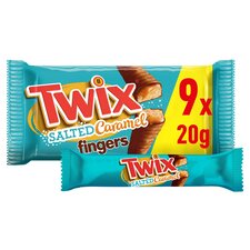 Twix Salted Caramel & Milk Chocolate Fingers Biscuit Bars Multipack, 9x20g