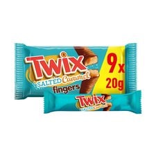 Twix Salted Caramel & Milk Chocolate Fingers Biscuit Bars Multipack, 9x20g