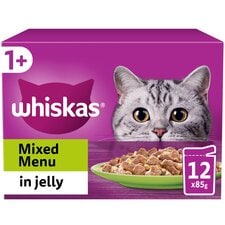 Whiskas Adult Wet Cat Food Pouches Mixed Menu in Jelly 12x85g