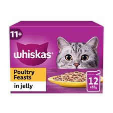 Whiskas 11+ Senior Wet Cat Food Poultry Feasts in Jelly 12x85g