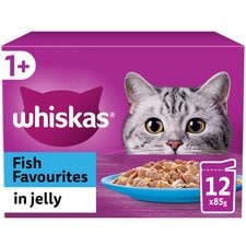 Whiskas Adult Cat Food Pouches Fish Favourites in Jelly 12x85g