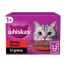 Whiskas Adult Wet Cat Food Pouches Meaty Meals in Gravy 12x85g