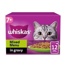 Whiskas 7+ Senior Cat Food Pouches Mixed Menu in Gravy 12X85g