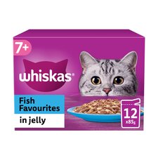 Whiskas 7+ Senior Wet Cat Food Fish Favourites in Jelly 12x85g