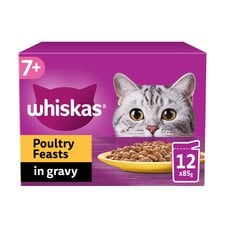 Whiskas 7+ Senior Wet Cat Food Poultry Feasts In Gravy 12x85g