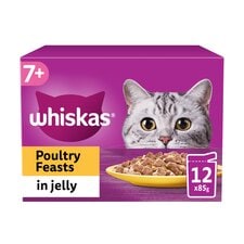 Whiskas 7+ Senior Wet Cat Food Poultry Feasts in Jelly 12x85g