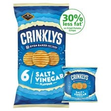 Jacob’s Crinklys Salt & Vinegar 30% Less Fat Multipack Snacks 6x23g