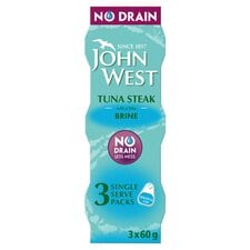 John West No Drain Tuna Steak In Brine 3X60g