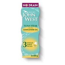 John West Limited No Drain Tuna Steaks In Oil 3X60g