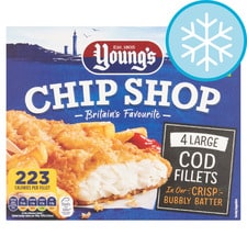 Youngs Chip Shop 4 Large Cod Fillets 440G