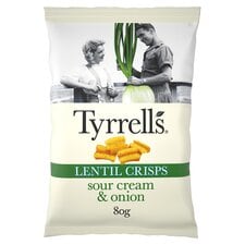 Tyrrells Lentil Crisps Sour Cream & Onion 80G