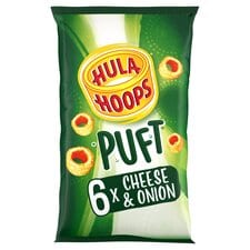 Hula Hoops Puft Cheese & Onion Flavoured Snacks 6 X 15G