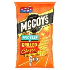 McCoy's Epic Eats Grilled American Cheese Flavour Ridge Cut Potato Crisps 6 x 25g