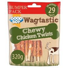 Wagtastic Chewy Chicken Twists Dog Chew Treats 320G