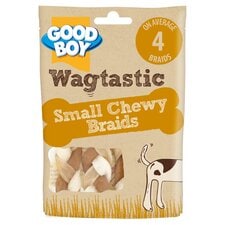 Wagtastic Small Chewy Chicken Braids Dog 4 Pack, 55G