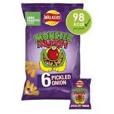 Walkers Monster Munch Pickled Onion Multipack Crisps 6x20g