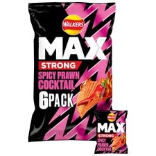 Walkers Max Strong Fiery Prawn Cocktail Multipack Crisps 6x27g