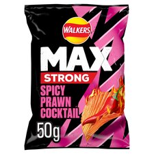 Walkers Max Strong Fiery Prawn Cocktail Grab Bag Crisps 50g