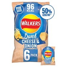 Walkers Baked Cheese & Onion Multipack Crisps 6x22g