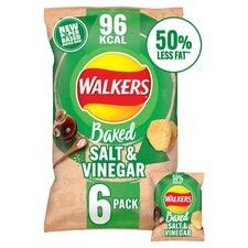 Walkers Baked Salt & Vinegar Multipack Crisps 6x22g