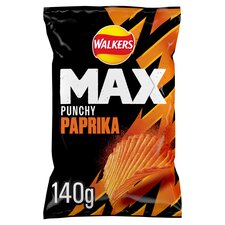 Walkers Max Punchy Paprika Crisps 140G