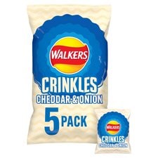 Walkers Crinkles Cheddar Cheese & Onion Crisps 5 X 23G