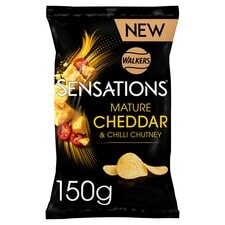 Sensations Mature Cheddar & Chilli Chutney Flavour Potato Crisps 150g